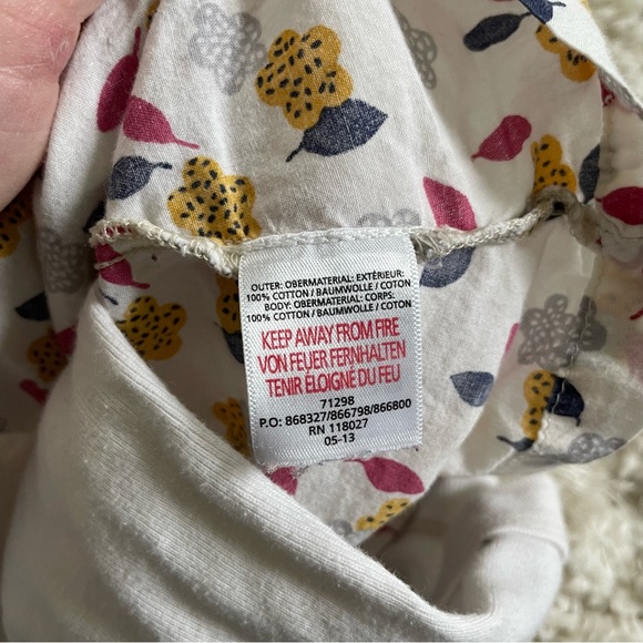 Baby Boden White Yellow Pink Floral Print Onesie Long Sleeve Top 6-12 Months - Picture 4 of 4